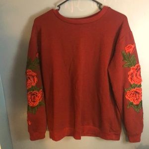 Unisex Rose Embroidery Sweater